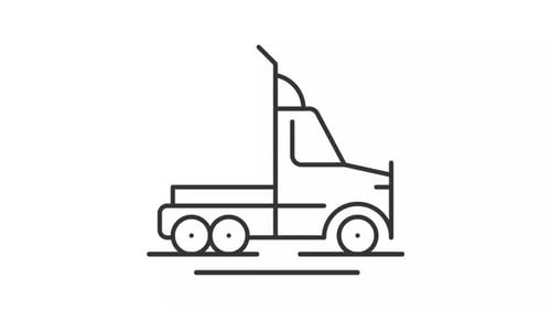 Animated Minimalist Truck Line Icon Driving
