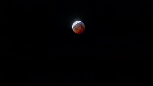 Eerie Blood Moon in the Starry Night Sky
