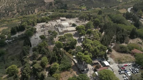 Ruins Of Knossos Greek Island Of Crete Drone Flyover 4K 60FPS