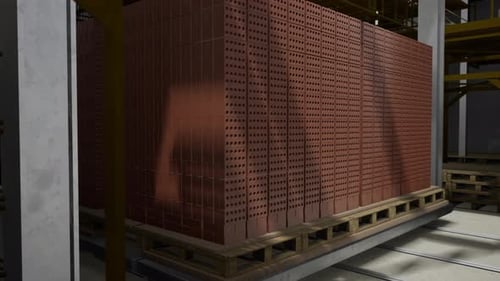 Industrial Production Of Bricks. Brick Production Line In Factory