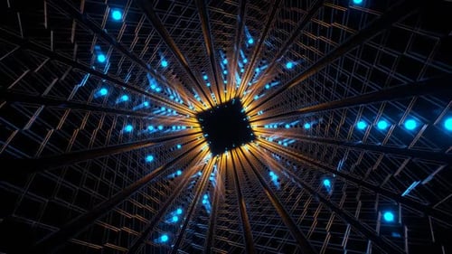 Orange And Blue Bright Glow Strobe Tunnel Background Vj Loop In HD
