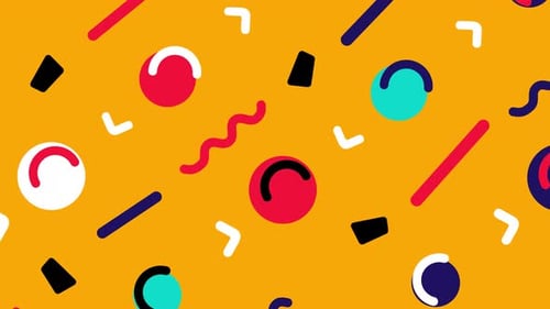Abstract Colorful Flat Geometric Shapes Loop Background