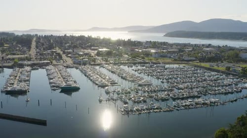 Vue aérienne de la marina de Cap Sante et du parc des marins à Anacortes, Washington