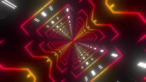 Abstrakte Neonlichttunnelanimation mit glühenden Linien im Hintergrund