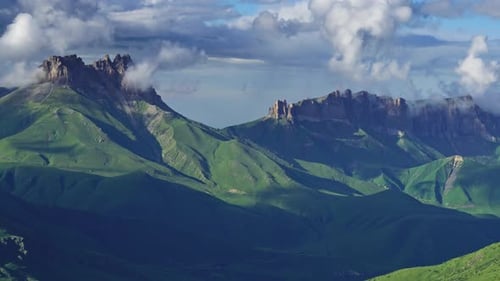 Rolling Green Mountains in a Rural Landscape