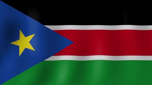 Waving South Sudan Flag with Fabric Texture