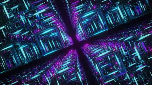 Cyan And Pink Empty Cubic Dimension Background Vj Loop In 4K