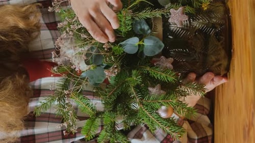 Decorating Small Christmas Tree with Tiny Ornaments