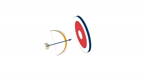 Bow and arrow hitting target 2D object doodle animation