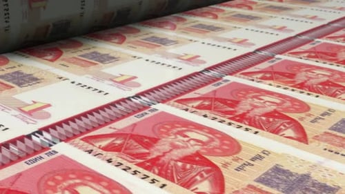 1 billets de Lev bulgare sur une machine à imprimer