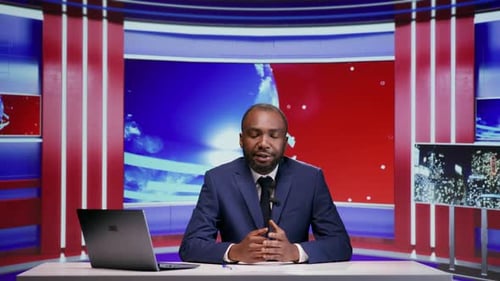 African American News Anchor in Studio