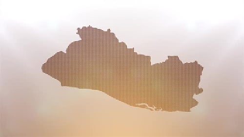 El Salvador Map Grid Pixel Reveal with Bright Light Glow