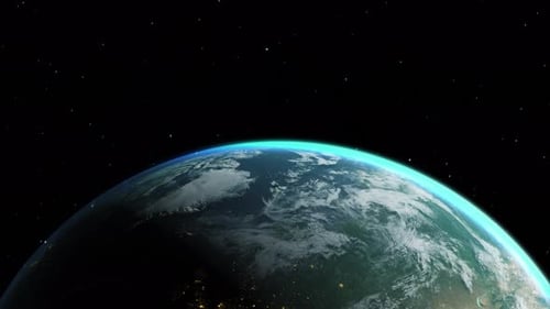 Realistic Planet Earth Rotating in Deep Space View