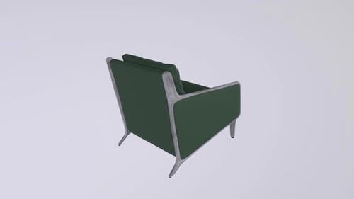 Modern Green Armchair with Wooden Frame