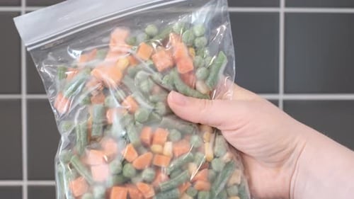 Bag of Frozen Vegetables Close Up