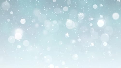 Animated Falling Snowflakes and Bokeh Lights Background