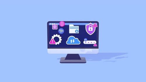 Modern 3D Technology and Security Icons Animation