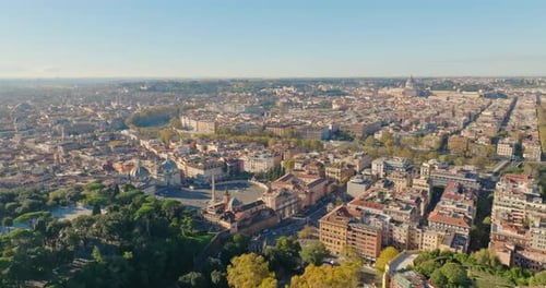 Aerial View of Rome, Italy, on a Sunny Day