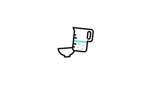 Animated Measuring Cup Icon Pouring Liquid into Bowl
