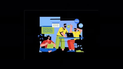Grupo de personas que trabajan juntas en tareas de programación