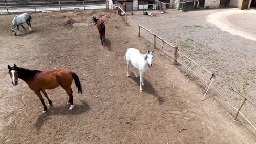Ranch équestre perché dans les montagnes de la Cappadoce, vue aérienne, 4 km