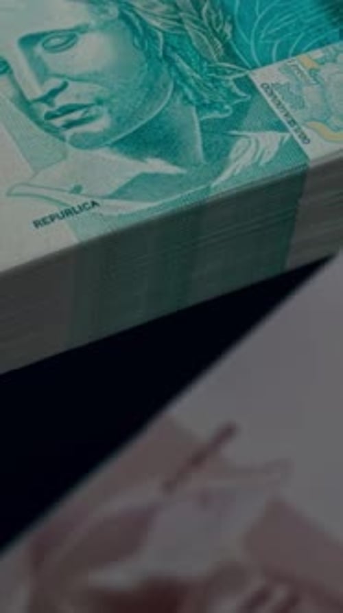 Brazilian Real Cash Stacks Trading Background Vertical