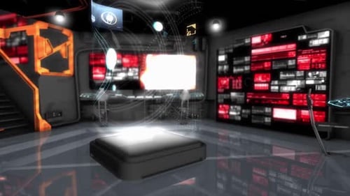Futuristic Control Room with High-Tech Screens