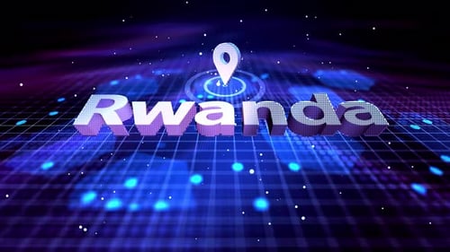 Futuristic Digital Rwanda Location Pin Reveal