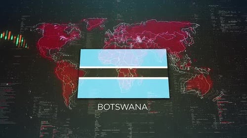 Botswana Stock Market Chart Background With Flag