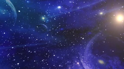 Flying Through a Starry Cosmic Space with Planets
