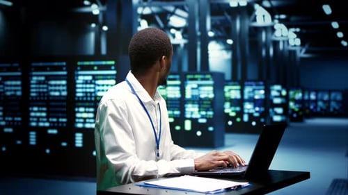 Computer Scientist Fixing Server Issues