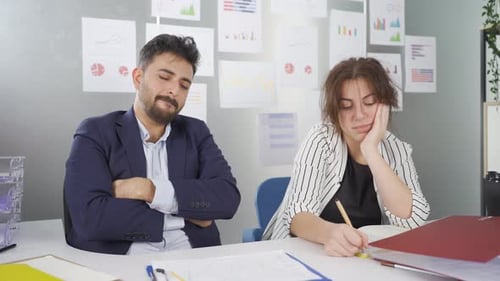 Business failure, negativity, sad team.