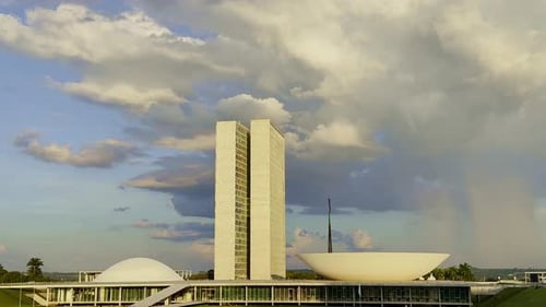 Oscar Niemeyer architect, National Congress Brazil, iconic structure