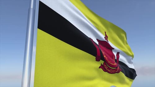 Brunei National Flag Waving Loop Motion