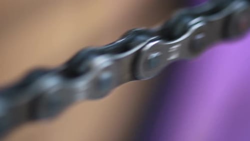 the Bicycle Chain is Captured Interacting with the Teeth of the Gear As If Generating Motion and