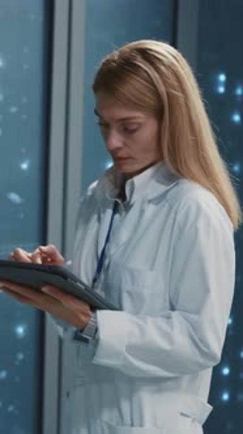 Data Center Couple of Male Female Technologists Checking Server Data in Rack Room Multiethnic