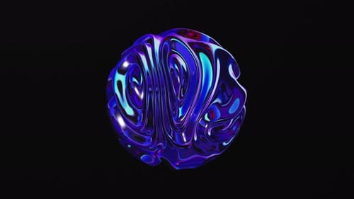 Abstract Fluid Metallic Morphing Orb Loop Animation