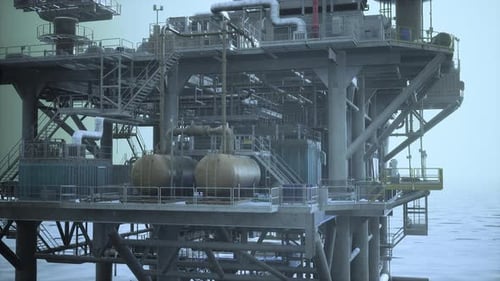 Eine weitläufige Ölraffinerie mit zahlreichen Tanks und Strukturen
