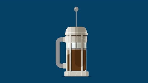French Press Kaffeemaschine, isoliert, einschleifbar, mit Alpha-Kanal