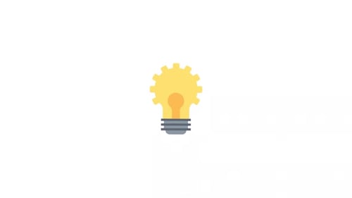 Flat Design Lightbulb Icon with Gear Innovation Animation