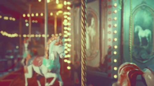 The Amusement Park Sits in Silence at Night Illuminated By Glowing Lights