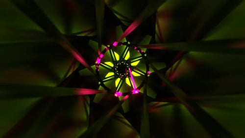 Light Green And Pink Psychedelic Abstract Strobe Neon Hallway Background Vj Loop I 4K