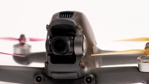 Drone Motor And Propeller Closeup of FPV Racing Drone. DJI FPV racing drone .