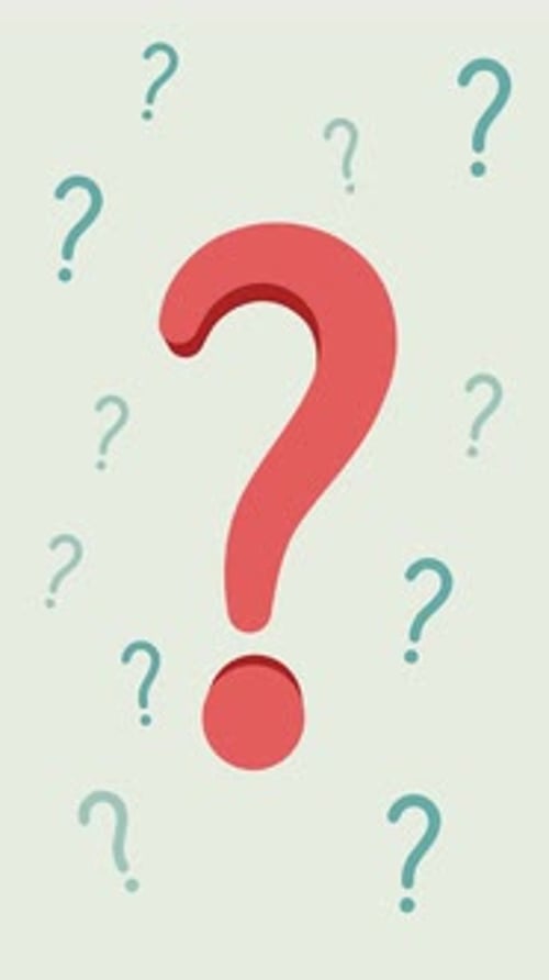 Animated question mark symbol floating and 3D rotating.