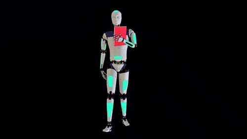 Android Robot walk with book