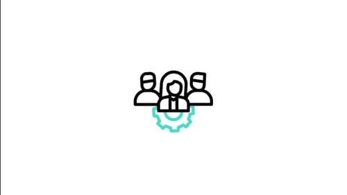 Animated Flat Design Teamwork Icon with Spinning Gear
