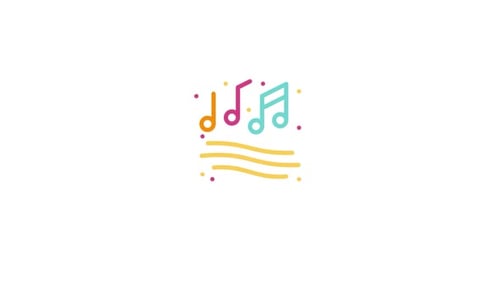 Animated Music Notes Sound Wave Icon Flat Design