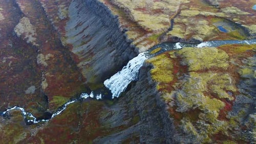 Huge Cascade of Water in the Mountains Beautiful and Magical Nature Landscape Waterfall in Iceland