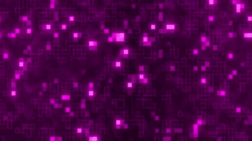 Pink Digital Small Glowing Square High Tech Background, Futuristic Loop Animation Of Small Dot Data