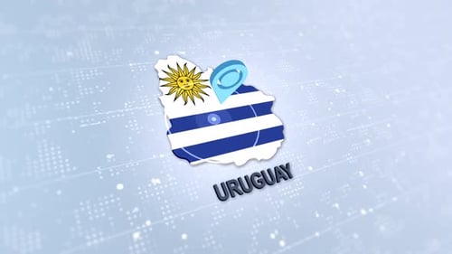 Animated Uruguay Map with Flag and Location Pin